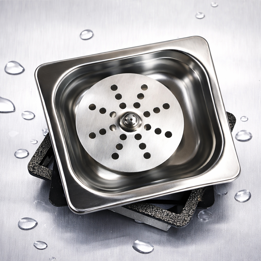 No-drill installation portable cup rinser for bar sink, featuring a round-disc rinser design and G1/2" inlet and outlet connections.