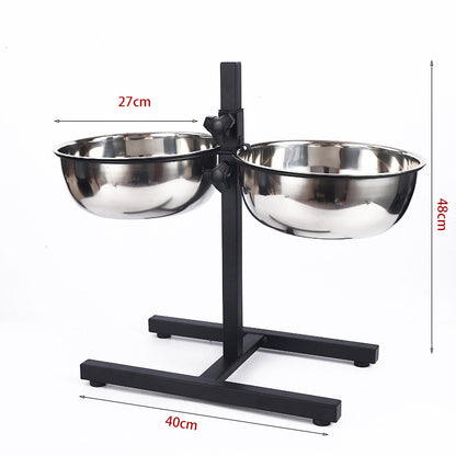 Non-slip feet on dog bowl stand to prevent spills and keep bowls in place