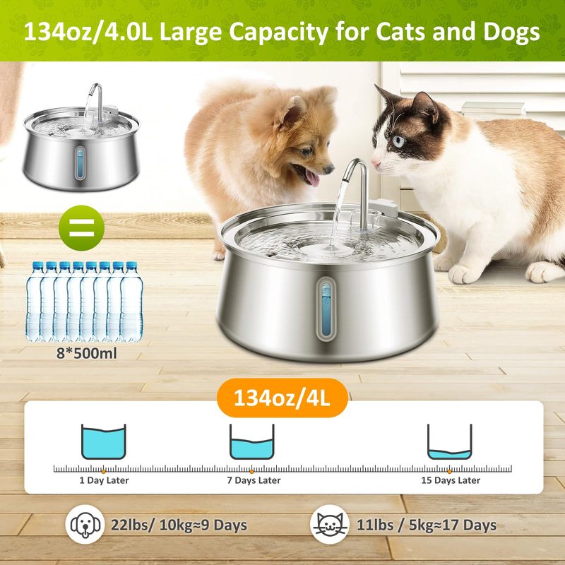 4L automatic pet water fountain for cats and small dogs