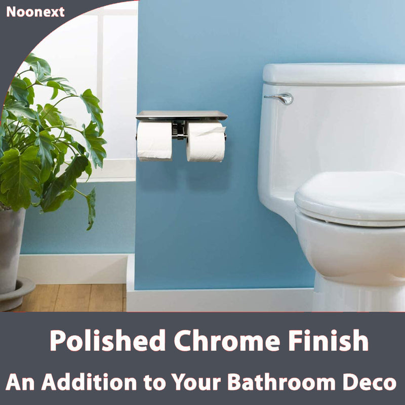 Close-up of polished chrome finish on 304 stainless steel toilet paper holder