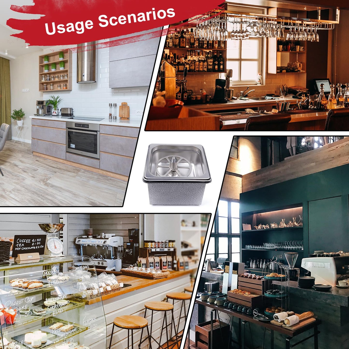 Rotary portable cup rinser installed in kitchen or bar environment, offering efficient and quick rinsing.