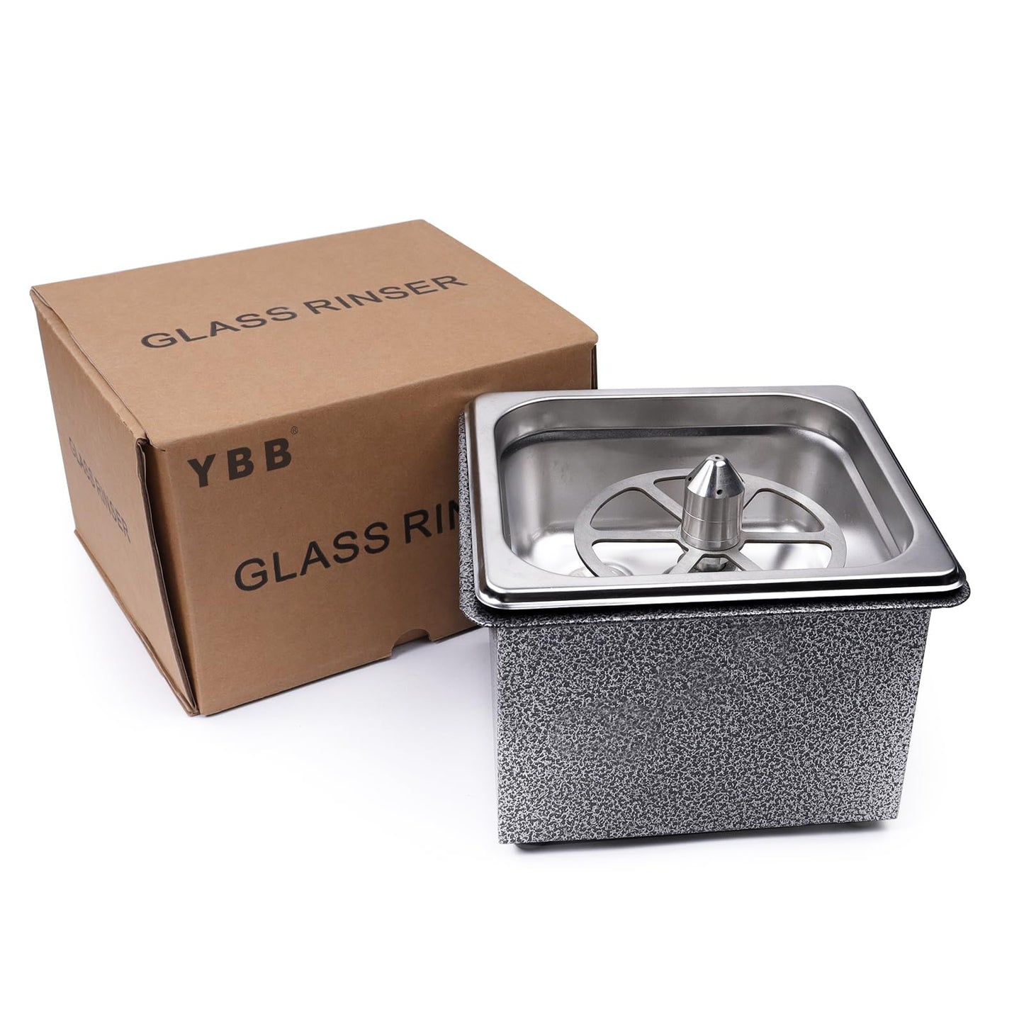 Packaging for portable rotary cup rinser, perfect for easy transport and storage.