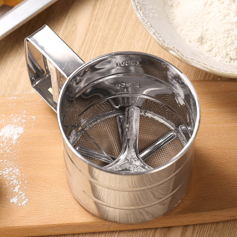 metal flour sifter for powdered sugar and cocoa
