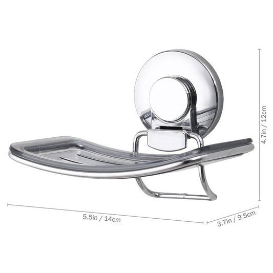 Shiny 304 stainless steel soap dish holder with sleek, modern design