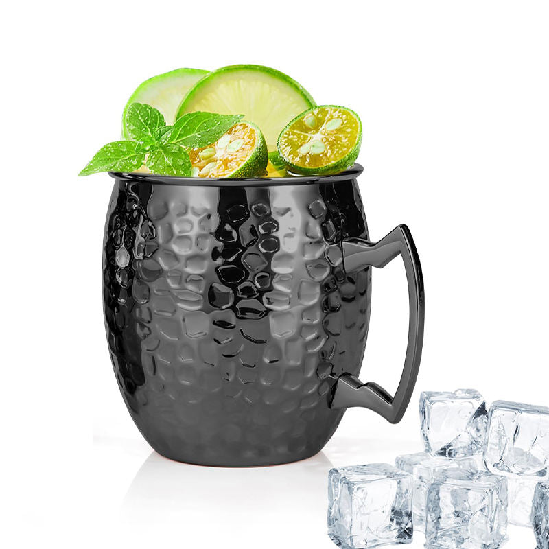 4-Piece Food-Grade Stainless Steel Copper Cups with Stone Pattern Electroplating, Perfect for Wine, Beer & Cold Drinks - Ideal for Bars, Parties & Gifts