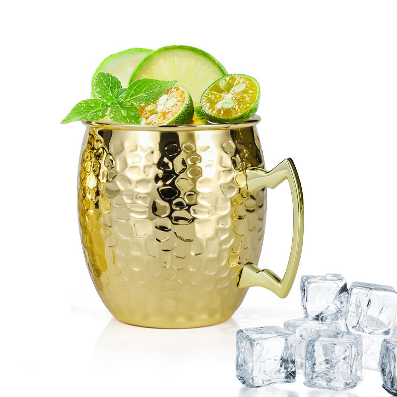 4-Piece Food-Grade Stainless Steel Copper Cups with Stone Pattern Electroplating, Perfect for Wine, Beer & Cold Drinks - Ideal for Bars, Parties & Gifts