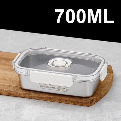 Food-Grade 304 Stainless Steel Airtight Food Storage Container - Glass Lid Stackable Reusable Metal Box, Leak-Proof for Refrigerator & Kitchen