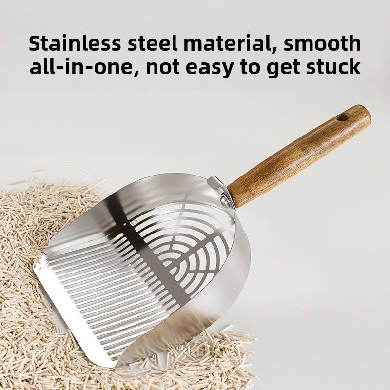 Smooth one-piece stainless steel litter scoop, not easy to stick for faster clump release