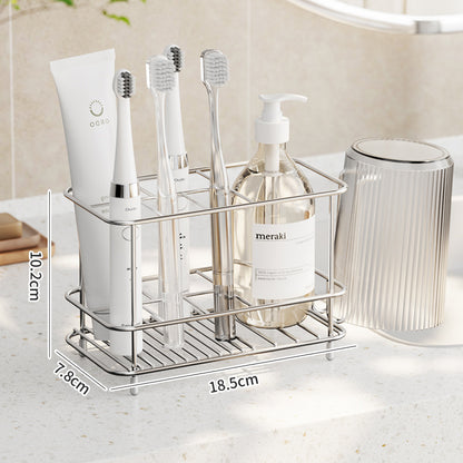 Sturdy and stable stainless steel toothbrush holder rack for secure storage