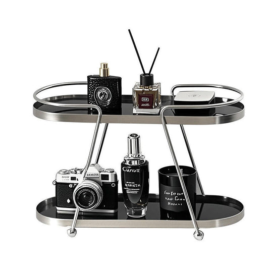 luxury stainless steel bathroom vanity organizer rack
