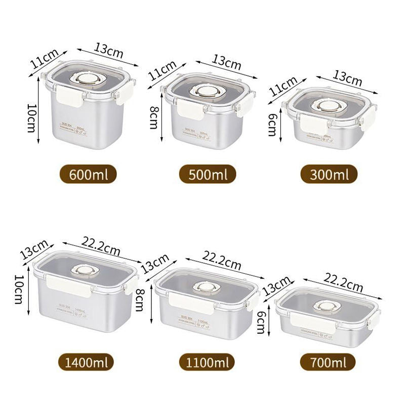 stainless steel airtight food storage container size options
