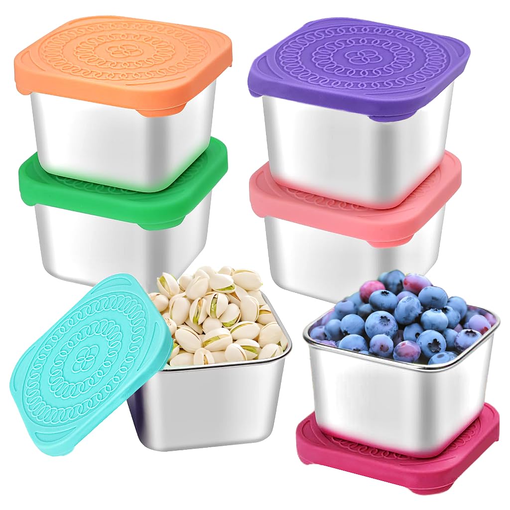 stainless steel snack containers for kids with silicone lids