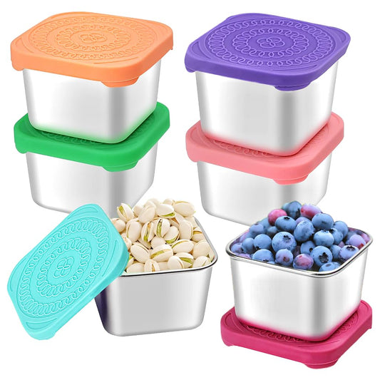 stainless steel snack containers for kids with silicone lids