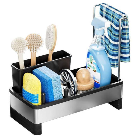 Stainless Steel Kitchen Sink Rack Organizer – Multi-Functional Sponge Holder for Kitchen Storage