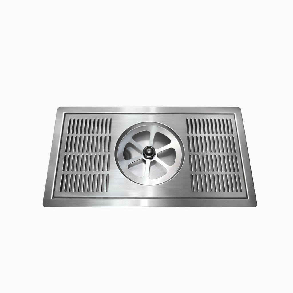 304 stainless steel lotus glass rinser tray, 350×190mm, perfect for commercial drink stations and providing a larger rinsing area.