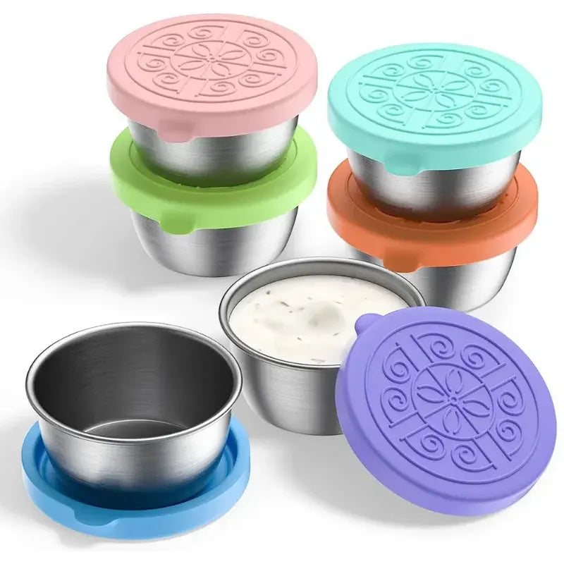 stainless steel salad dressing containers with leak-proof silicone lids
