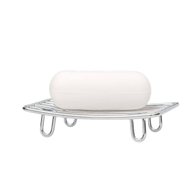 Stainless steel slotted soap holder with premium soap saver pad, rustproof design