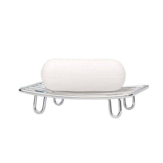 Stainless steel slotted soap holder with premium soap saver pad, rustproof design