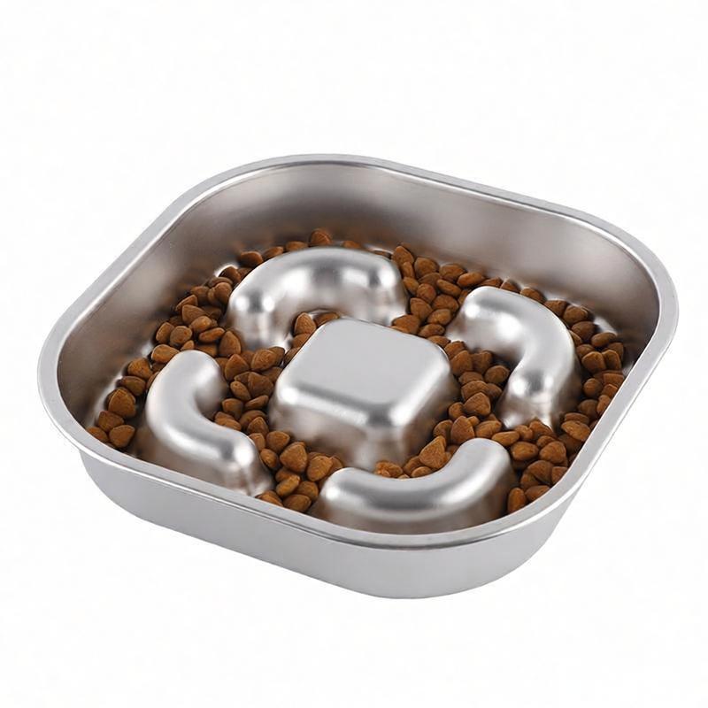 304 stainless steel slow feeding dog bowl square design
