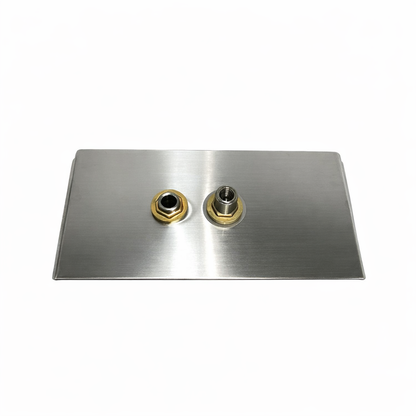 Stainless steel tray for round-disc cup rinser head, providing a clean and organized rinsing solution for small to medium-sized drink stations.