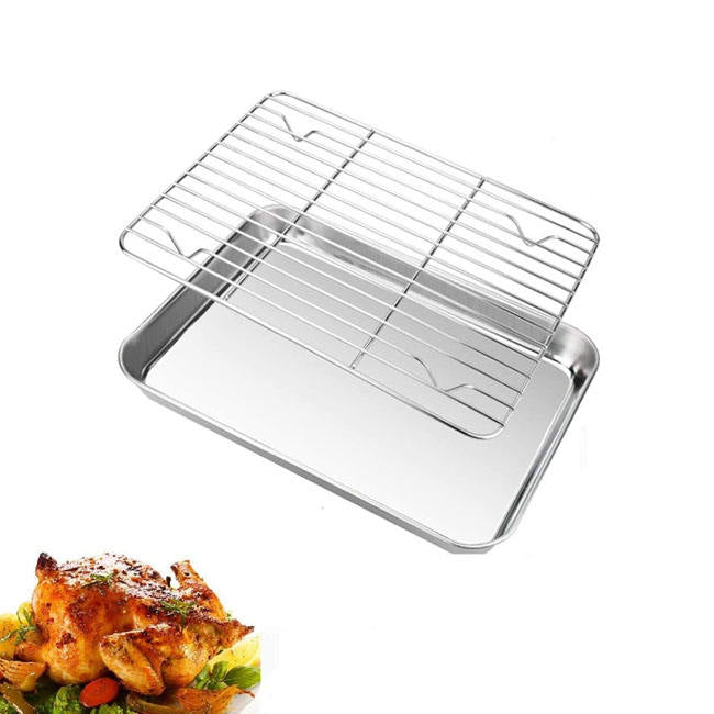 2 Pans & 2 Racks Premium 304 Stainless Steel Baking & Cooling Set