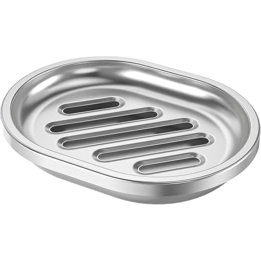 304 stainless steel striped soap dish with double-layer draining system for bathroom use