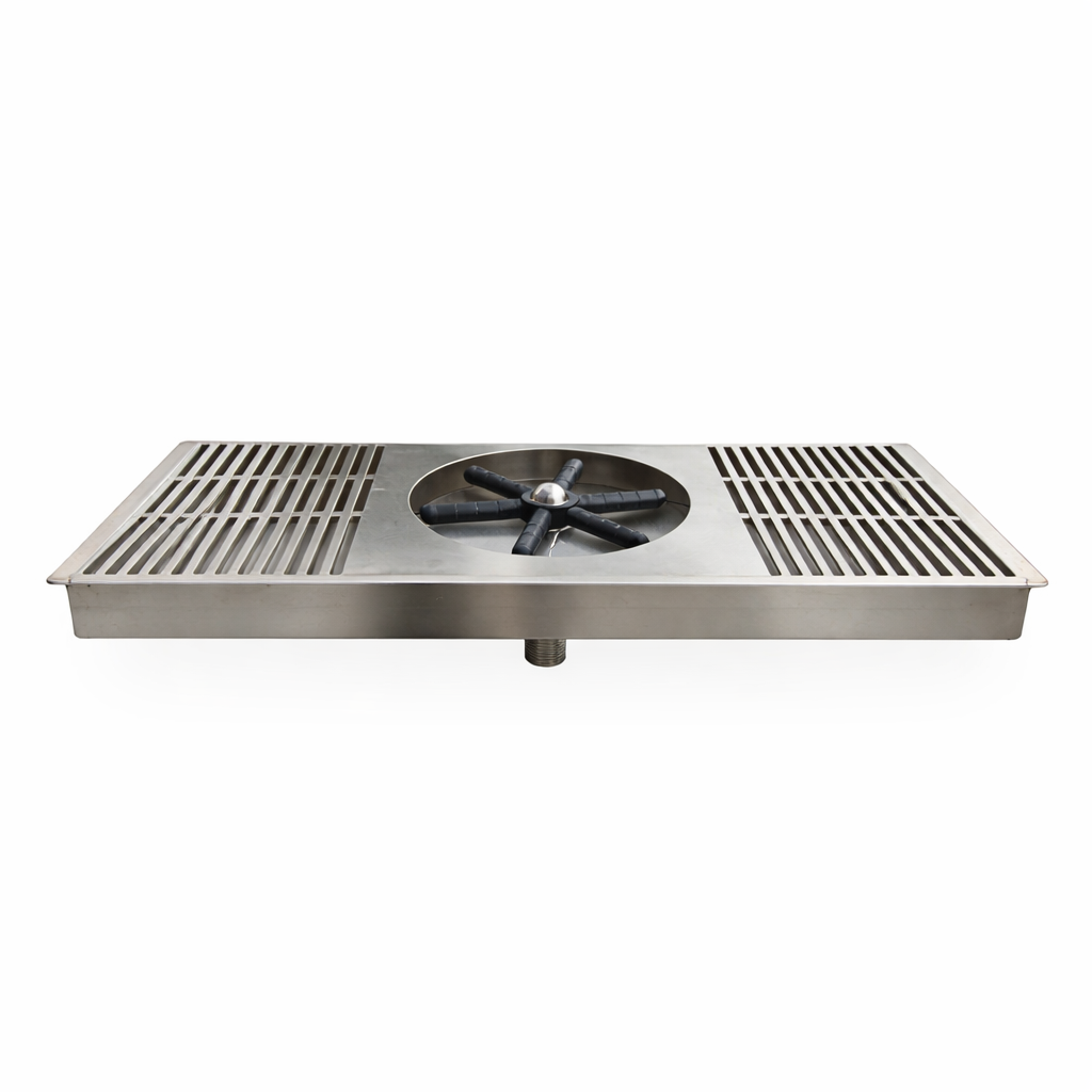 Side view of the SV-168F Flip-Edge Drip Tray Cup Rinser with visible G1/2" water connector for installation.