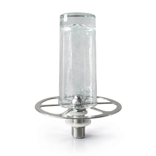 Tall Lotus cup rinser head made from 304 stainless steel, designed for rinsing tall mugs, tumblers, and latte glasses in bar sinks.