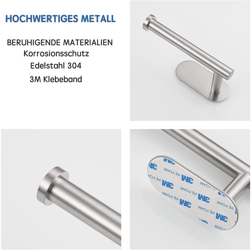 Toilet paper securely hanging on wall-mounted stainless steel holder