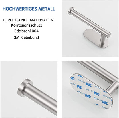 Toilet paper securely hanging on wall-mounted stainless steel holder