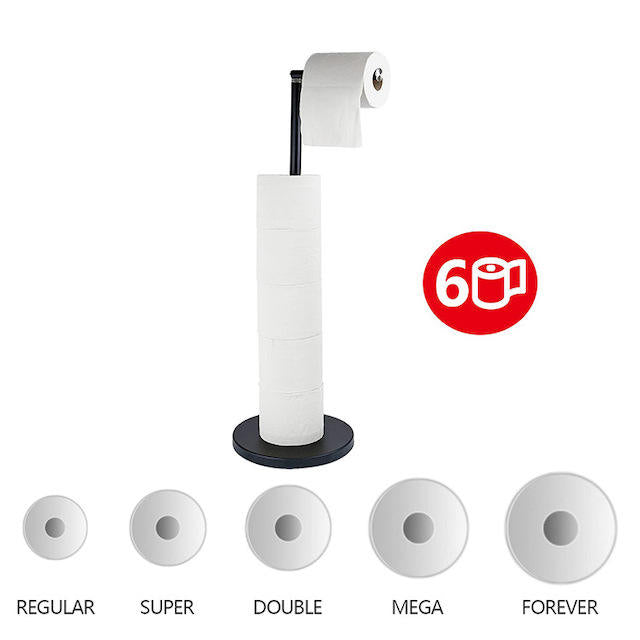 free standing toilet paper holder with spare roll storage
