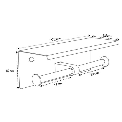 Size dimensions of 304 stainless steel double toilet paper holder