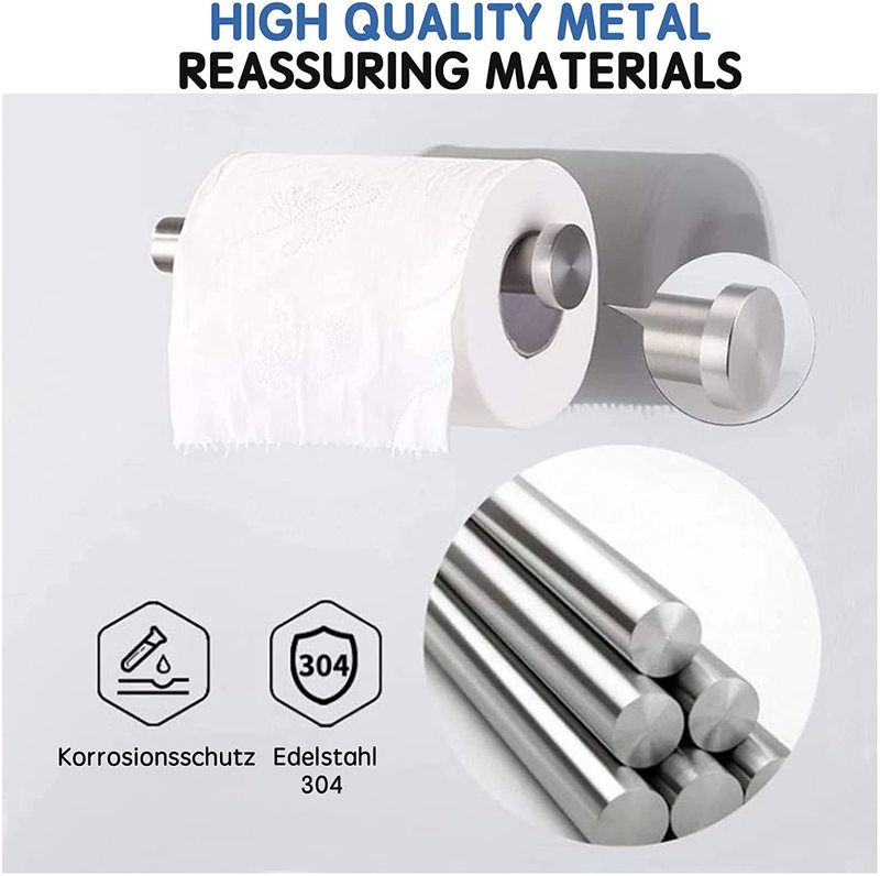 Installation details of wall-mounted stainless steel toilet paper holder with screws