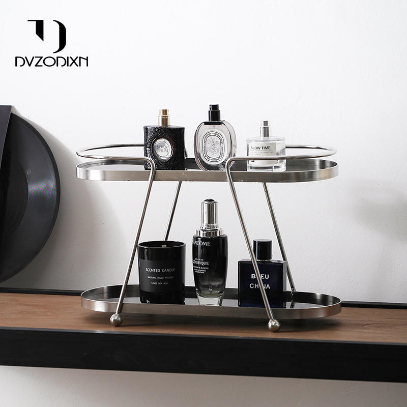 stainless steel vanity organizer for cosmetics and perfumes
