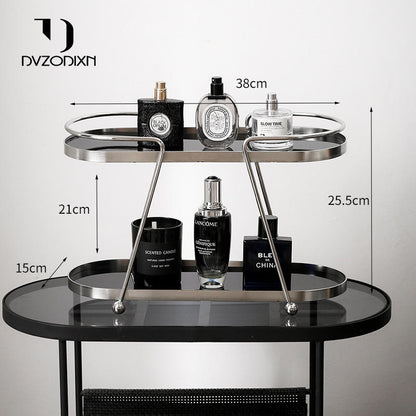 stainless steel vanity organizer stable base detail

