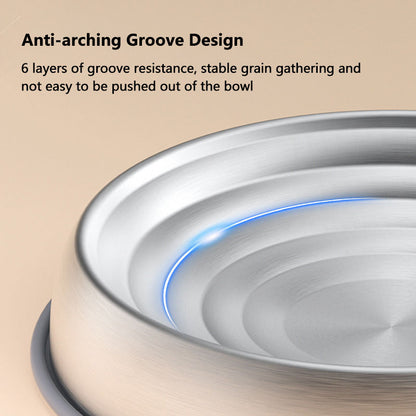 wave texture detail stainless steel pet food bowl
